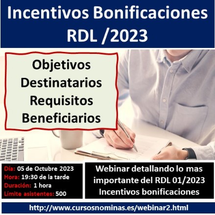 Webinar Incentivos Bonificables Curso Nóminas, Seguridad Social y Contratación Laboral